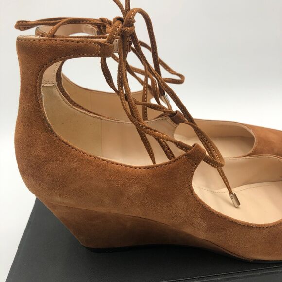 Marc Fisher lace up Heels wedge size 7 M caramel brown Suede MF Willy - Picture 11 of 16